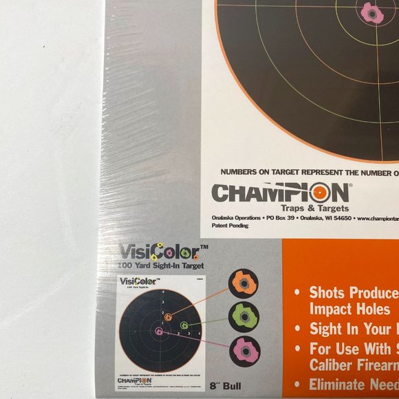 Champion Traps & Targets VisiColor Target, 8", Bullseye, 10 Pack 45824 - Picture 4 of 4